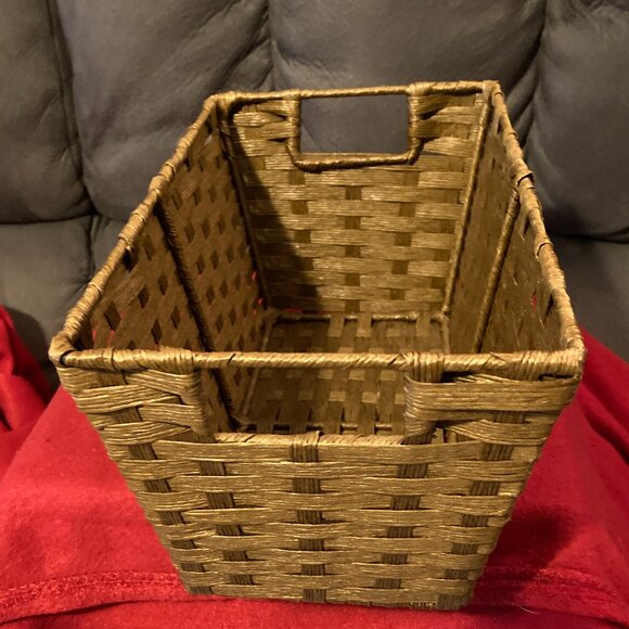 Natural Rectangular Water Hyacinth Storage Basket w/Handles-6" H-12" Long & 7"W - Picture 8 of 10